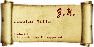 Zabolai Milla névjegykártya